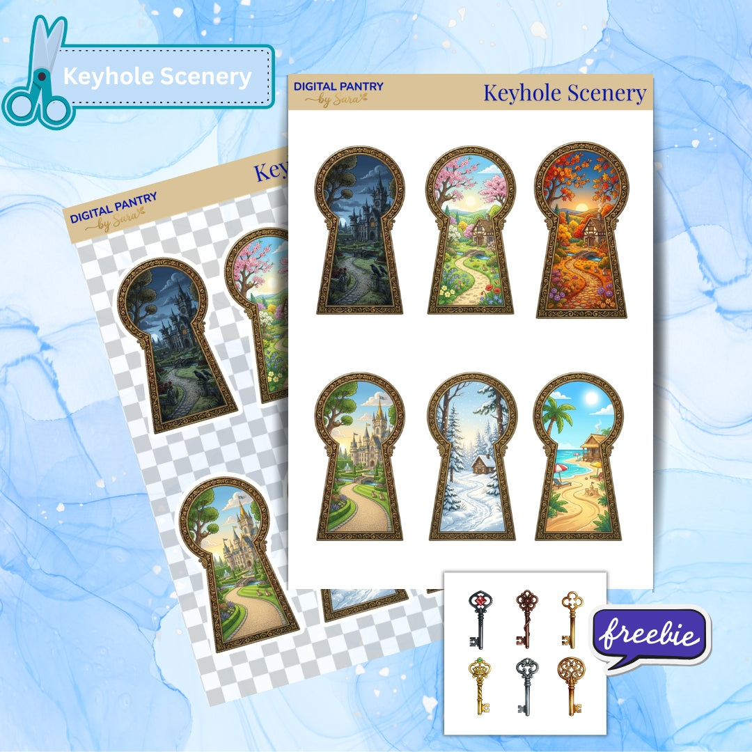 Keyhole Scenery Printable Sticker Sheet