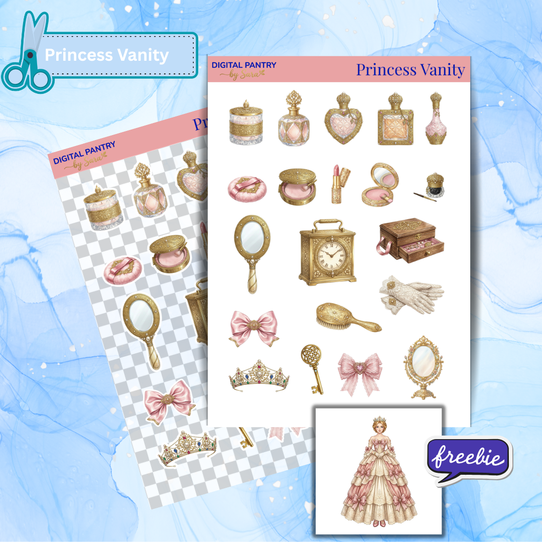 Princess Vanity Printable Sticker Sheet