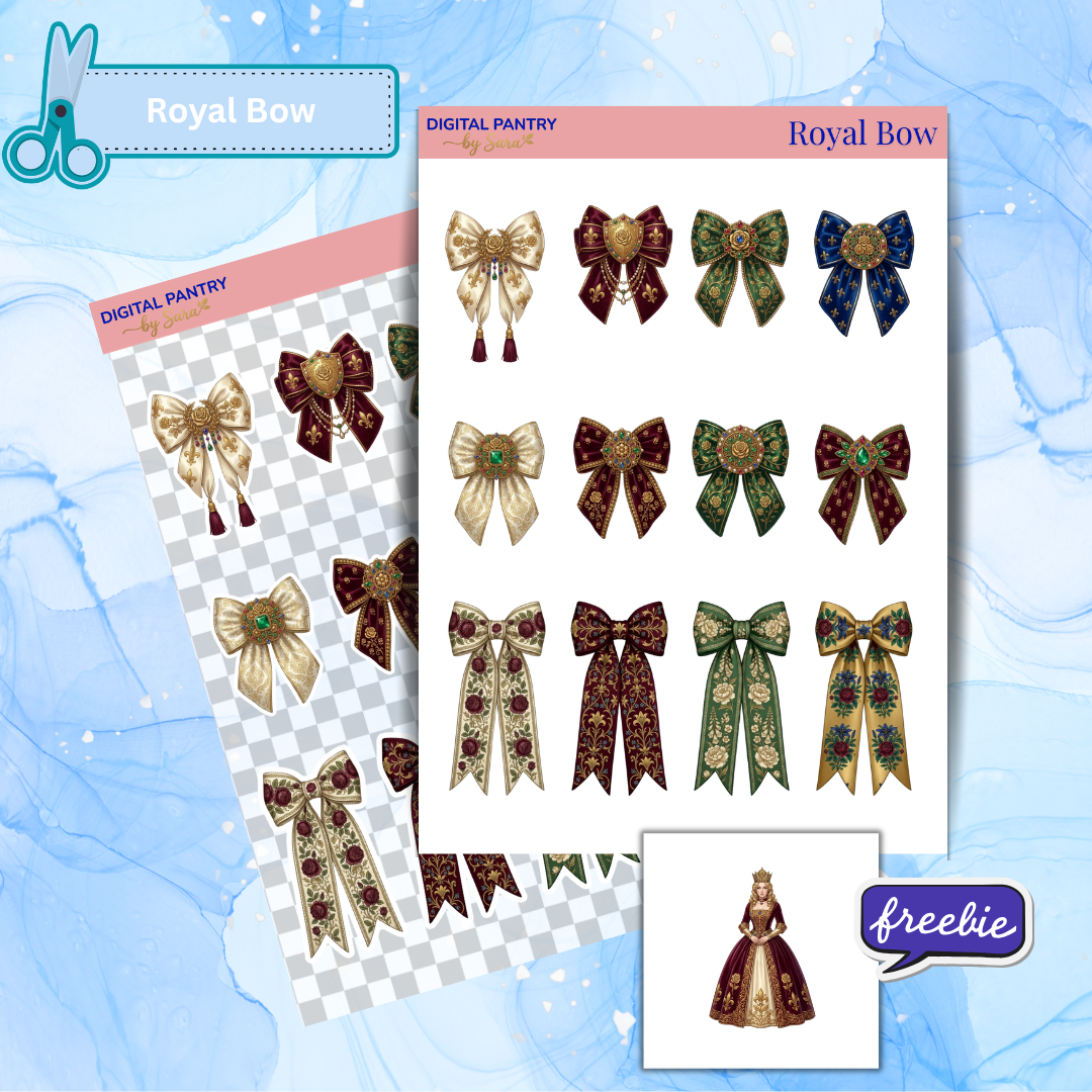 Royal Bow Printable Sticker Sheet