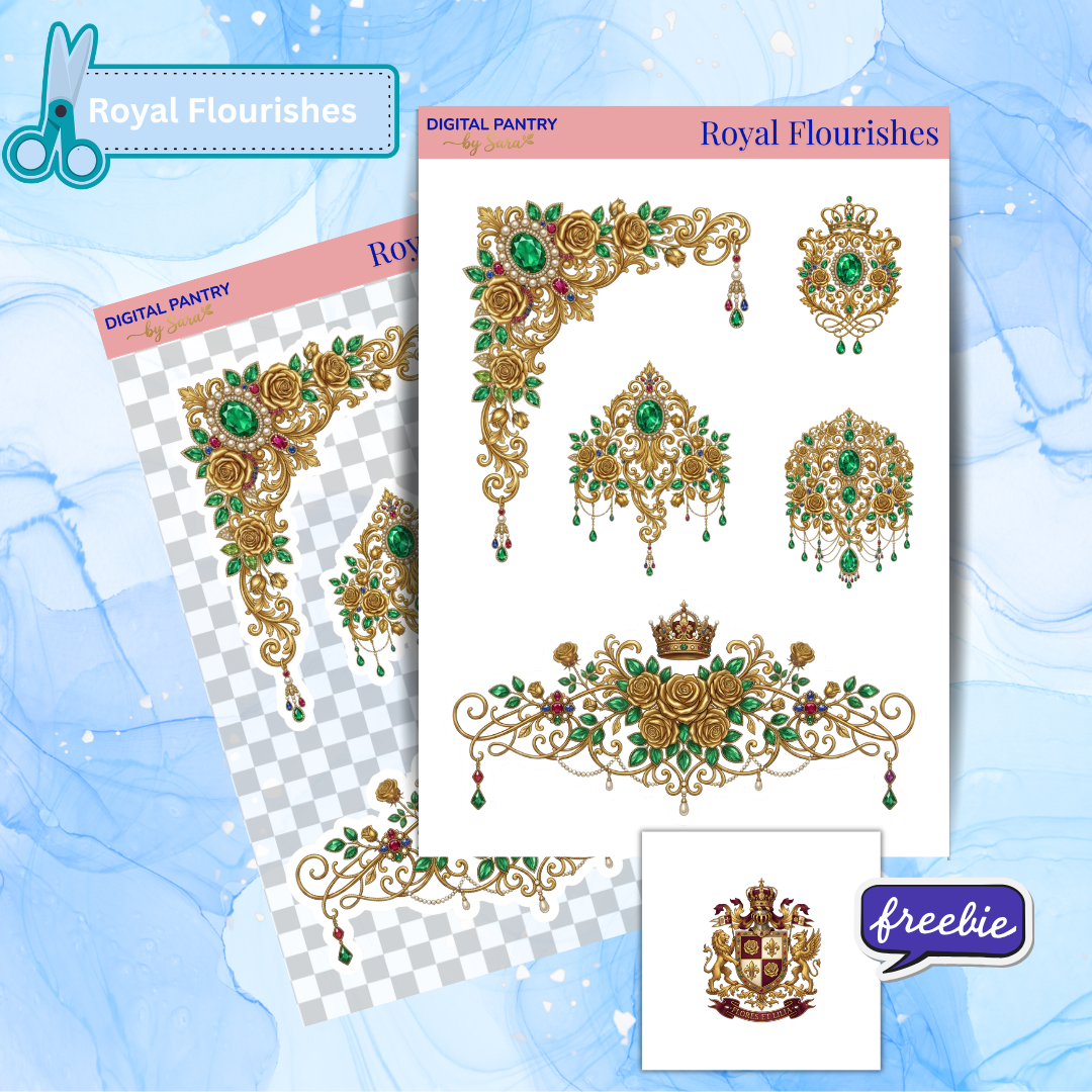Royal Flourishes Printable Sticker Sheet